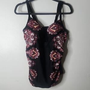 NWT Lane Bryant Swimsuit Plus S 16 Cacique One Piece Paisley with Built-In Bra